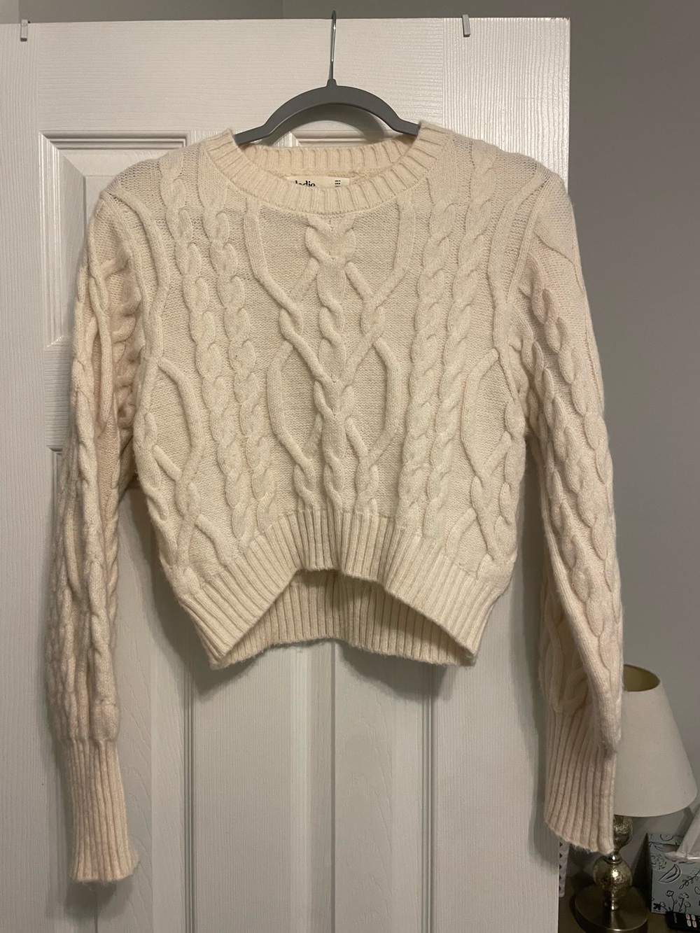 Cropped Cream Cable Knit Sweater - Elodie
